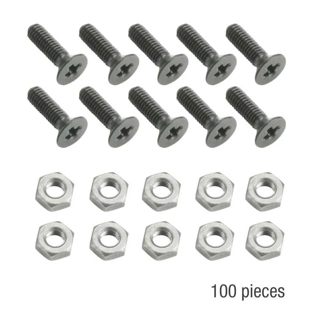 Adam Hall 19" Parts 5420 BLK M100 AH - 100er Set Kreuzschlitzschraube M3 x 10 schwarz mit Mutter für XLR Buchsen im Beutel
