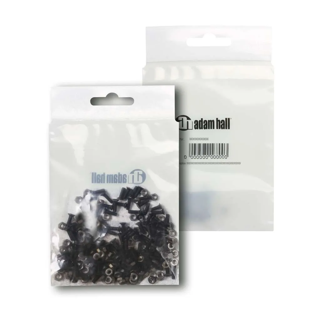 Adam Hall 19" Parts 5420 BLK M100 AH - 100er Set Kreuzschlitzschraube M3 x 10 schwarz mit Mutter für XLR Buchsen im Beutel