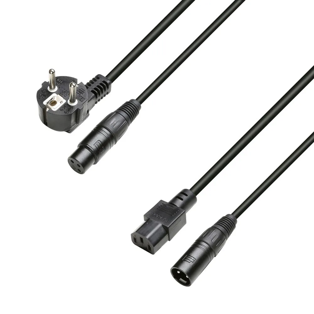 Adam Hall Cables 3 STAR H C13 A 1000 - Hybridkabel | Netz & Audio | Kaltgeräteleitung & XLR | 10 m