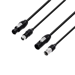 Adam Hall Cables 5 STAR H TCON 5D 0150 IP65 - Hybridkabel | Netz &  DMX | Neutrik® XLR 5-Pol IP65 x TRUE1® | 1,5 m