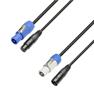 Adam Hall Cables 3 STAR H PCON D 0150 - Hybridkabel | Netz & DMX | XLR 3-Pol x Adam Hall® K4CPFIN & OUT | 1,5 m