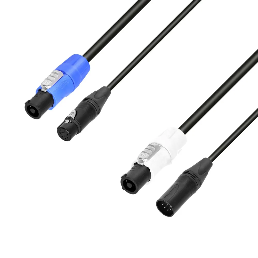 Adam Hall Cables 5 STAR H PCON 5D 0150 - Hybridkabel | Netz & DMX | Neutrik® 5-Pol XLR x powerCON® | 1,5 m