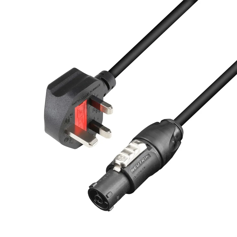 Adam Hall Cables 5 STAR TCON 0150 GB - Netzkabel | Neutrik TRUE1® x BS1363/A mit Titanex® Leitung | 1,5 m