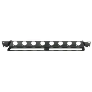 Adam Hall 19" Parts 872230 - 19" gewinkelte Rackblende für 8x D-TYPE Buchsen
