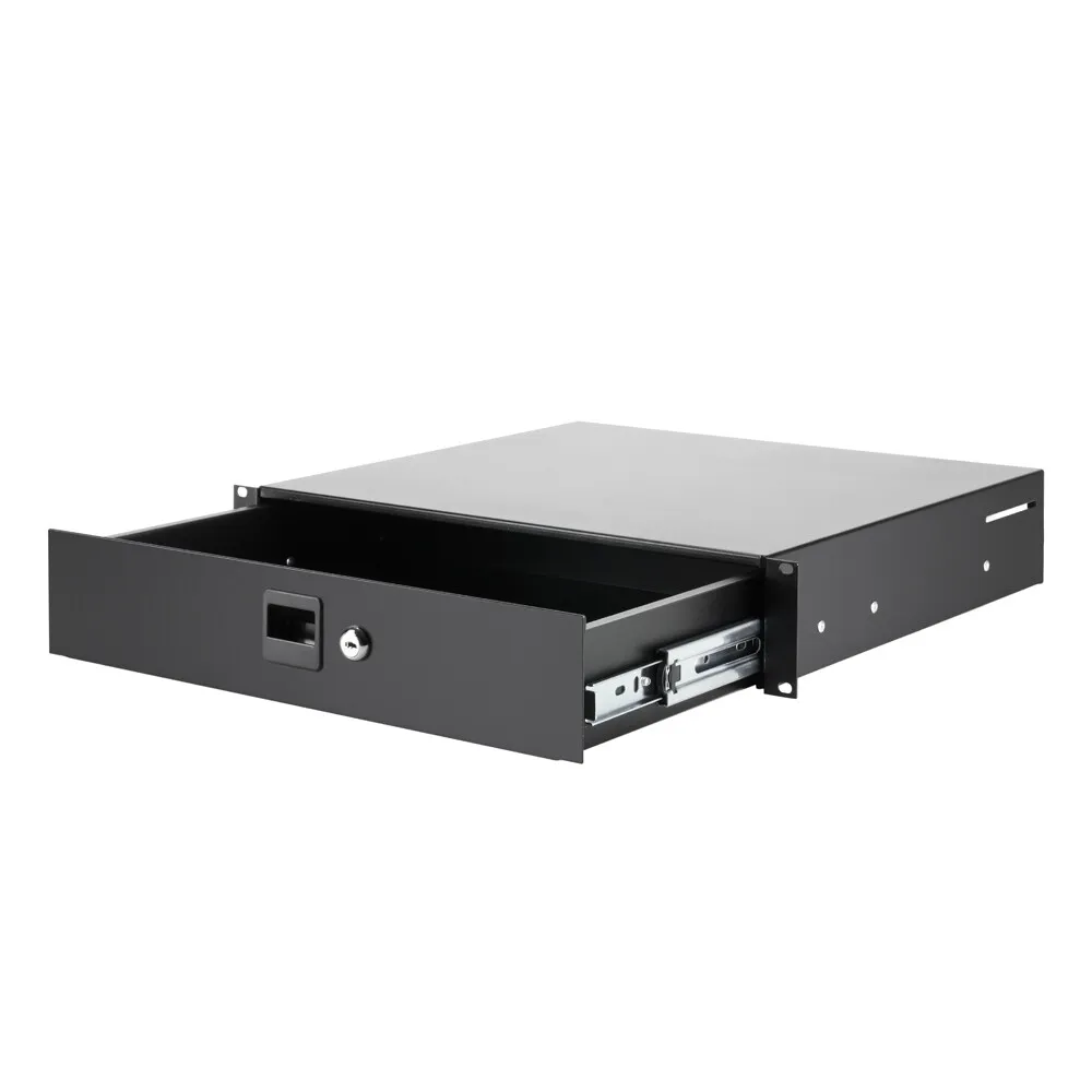 Adam Hall 19" Parts 87402 STANDARD 2 - 19" 2HE Rackschublade mit Schloss | Stahl