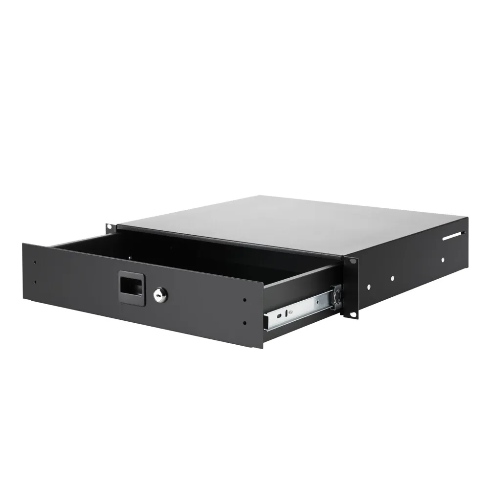 Adam Hall 19" Parts 87402 ALU 2 - 19" 2HE Rackschublade mit Schloss | Aluminium