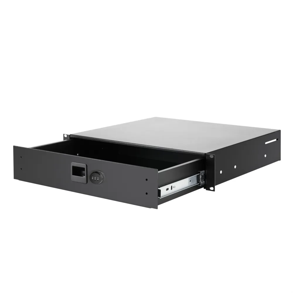 Adam Hall 19" Parts 87402 ALU COMBILOCK 2 - 19" 2HE Rackschublade mit Zahlenschloss | Aluminium