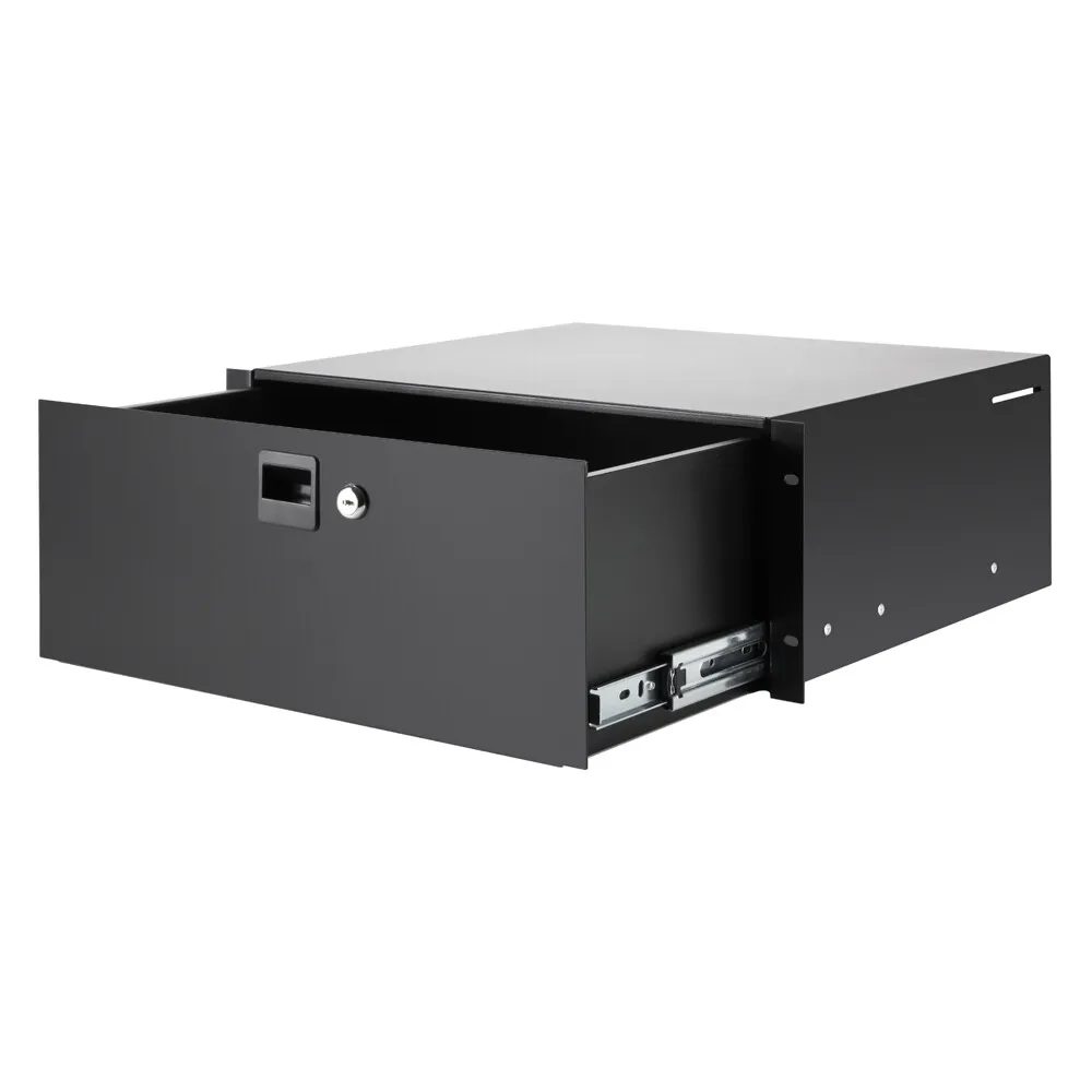 Adam Hall 19" Parts 87404 STANDARD 4 - 19" 4HE Rackschublade mit Schloss | Stahl