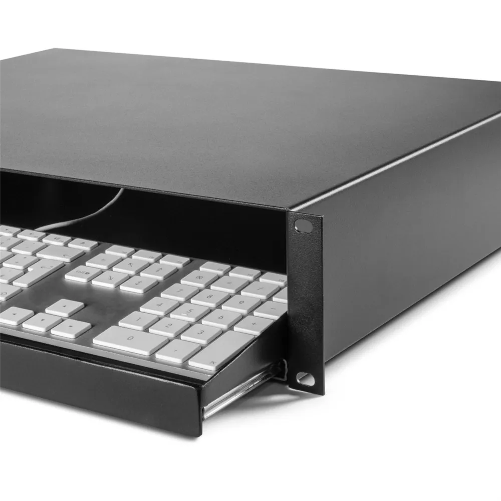 Adam Hall 19" Parts 87412 KEYBOARD - 19" 2HE Rackschublade mit Tastaturauszug | Stahl