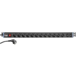 Adam Hall Cables 874714 - Montierbarer Stromverteiler 1HE 12-Fach mit zwei C13 Kaltgerätebuchsen