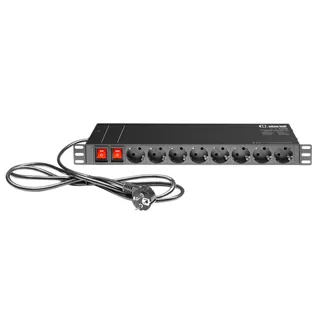 Adam Hall Cables 874716 - 19" Stromverteiler 1HE 16-Fach mit zwei Schaltern
