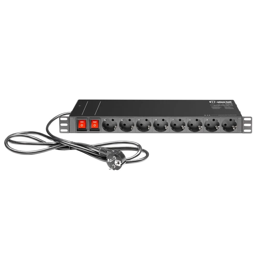 Adam Hall Cables 874716 - 19" Stromverteiler 1HE 16-Fach mit zwei Schaltern