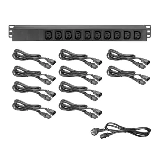Adam Hall Cables 87471 IEC - 19" Stromverteiler 1HE 10-Fach mit C13 Kaltgerätebuchsen