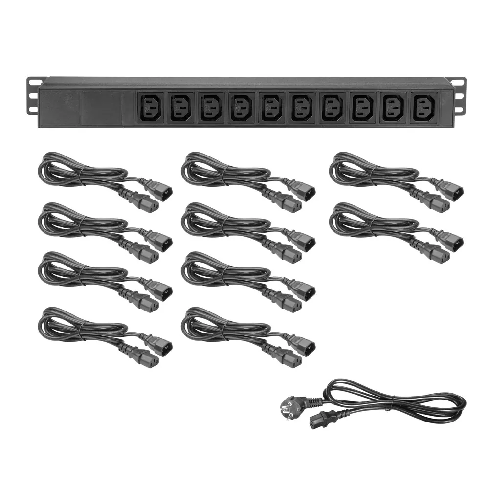Adam Hall Cables 87471 IEC - 19" Stromverteiler 1HE 10-Fach mit C13 Kaltgerätebuchsen