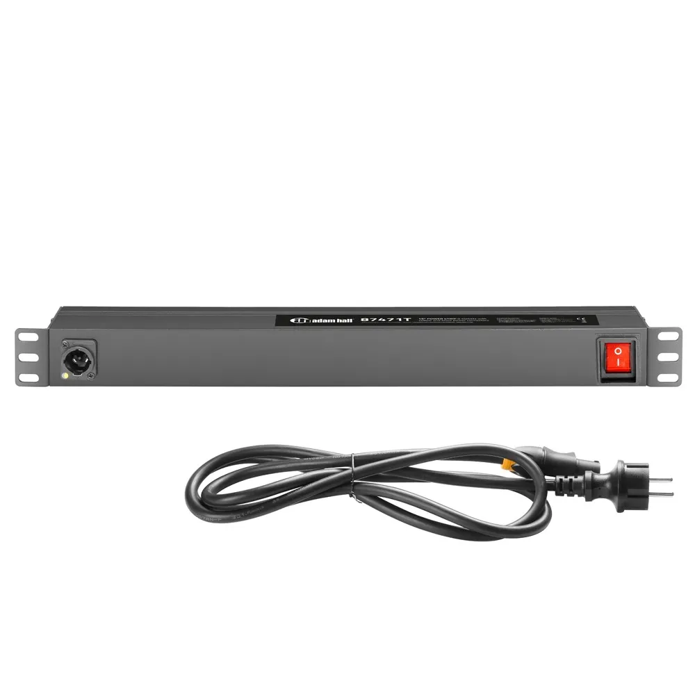 Adam Hall Cables 87471 T - 19" Stromverteiler 1HE 8-Fach mit IP65 Stromzuleitung