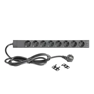 Adam Hall Cables 87471 USB - 19" Stromverteiler 1HE 8-Fach mit Schalter & 2 x USB