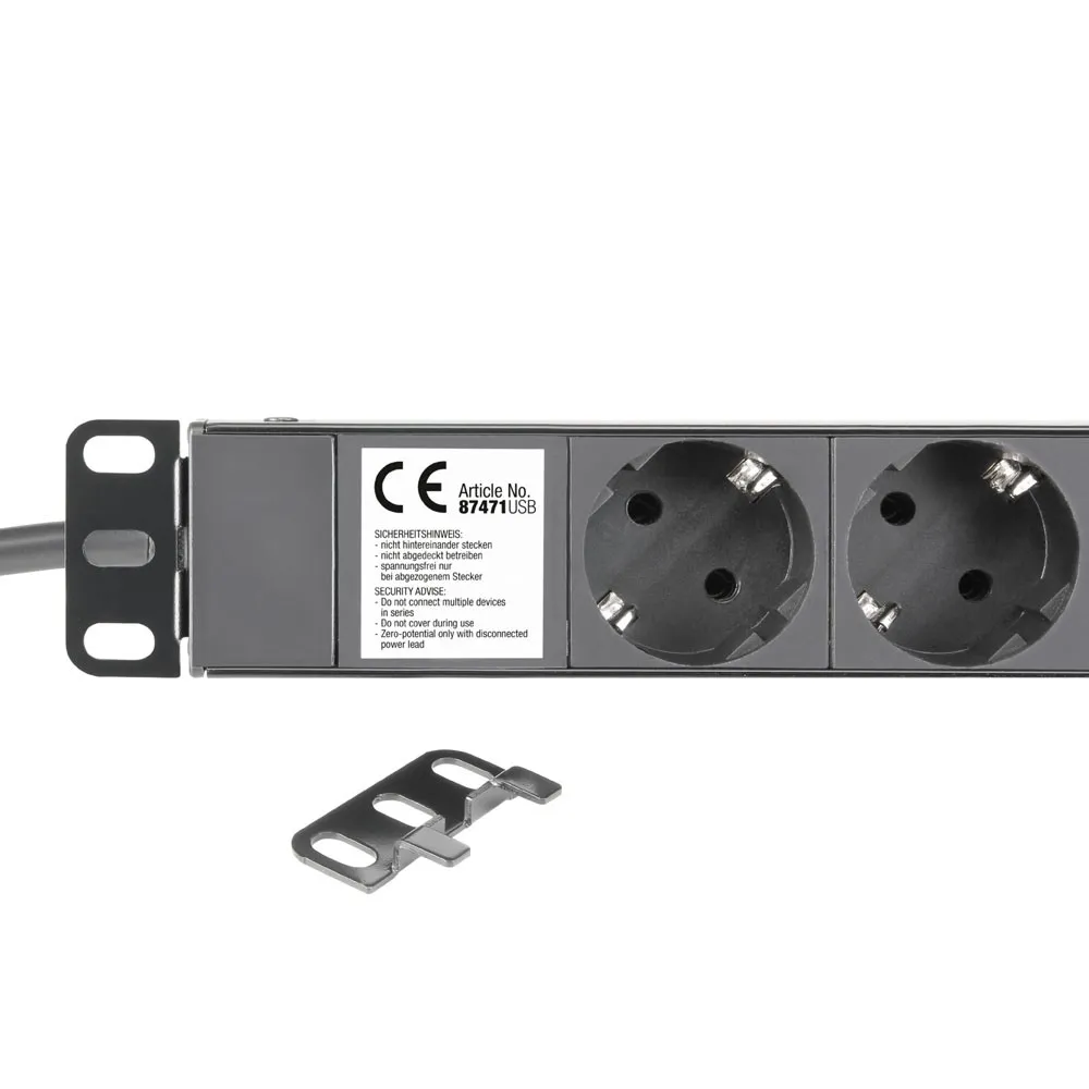 Adam Hall Cables 87471 USB - 19" Stromverteiler 1HE 8-Fach mit Schalter & 2 x USB