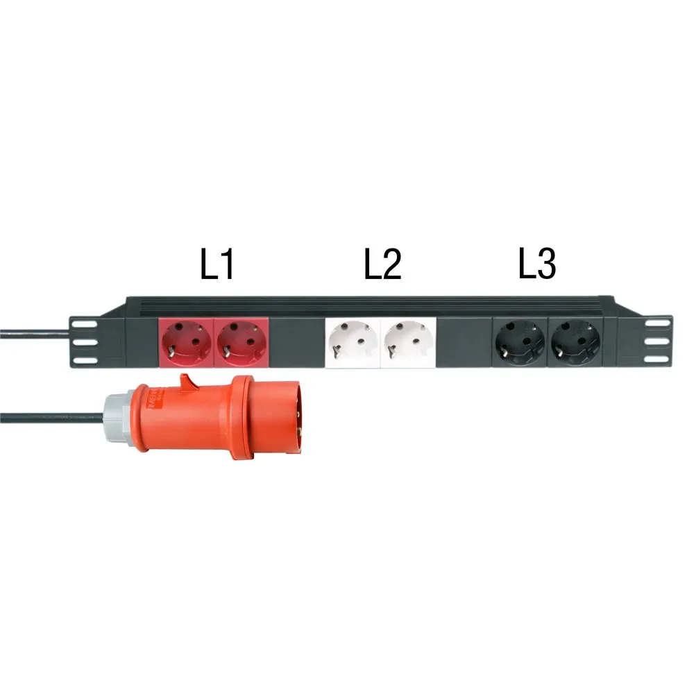 Adam Hall Cables 87473 - 19" Stromverteiler 1HE 6-Fach mit 3 Stromkreisen