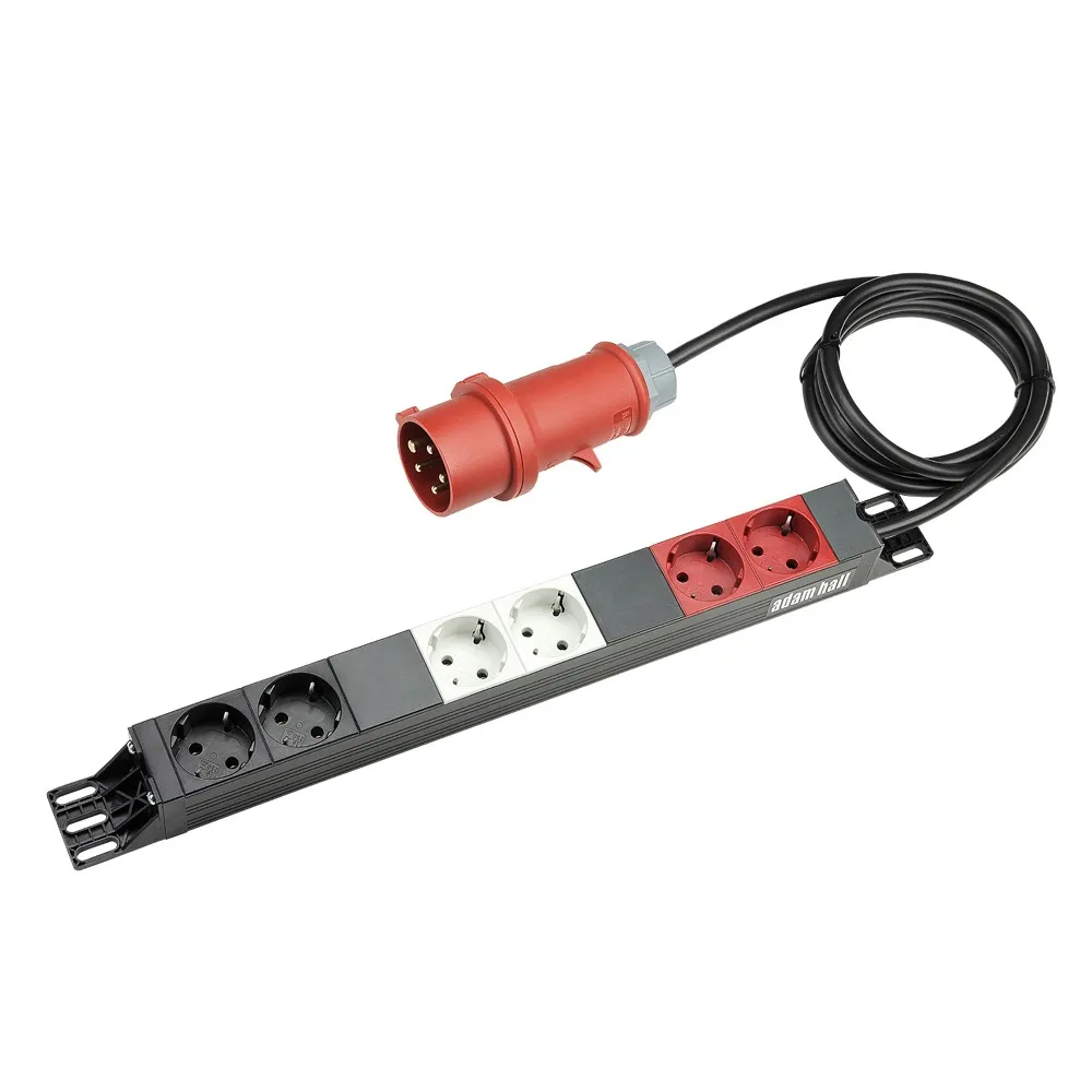 Adam Hall Cables 87473 - 19" Stromverteiler 1HE 6-Fach mit 3 Stromkreisen