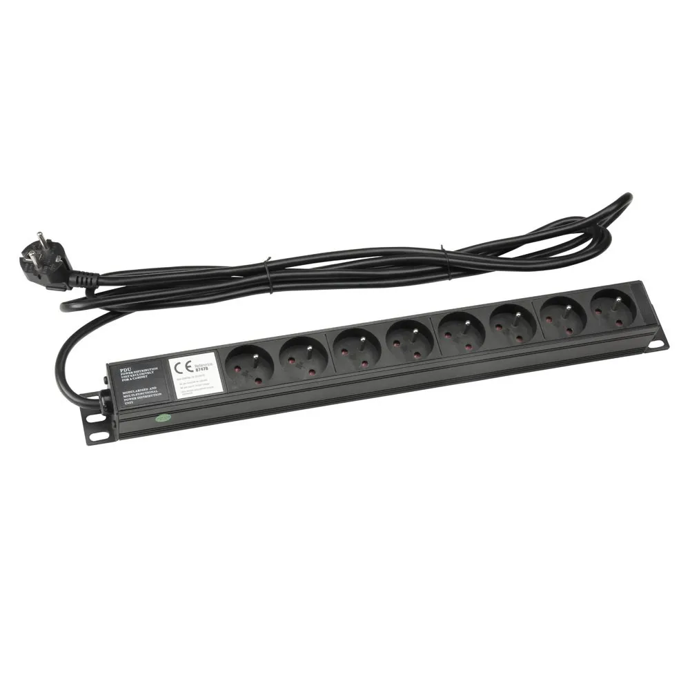 Adam Hall Cables 87478 - 19" Stromverteiler 1HE 8-Fach mit französischer Norm