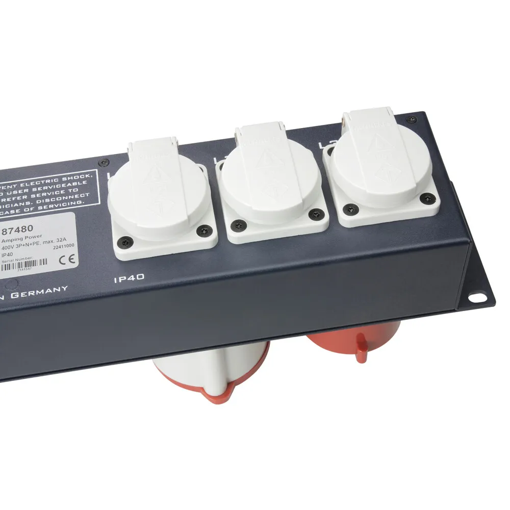 Adam Hall Cables 87480 - 19" Stromverteiler 2HE 3 Phasen & 32A CEE original Mennekes®