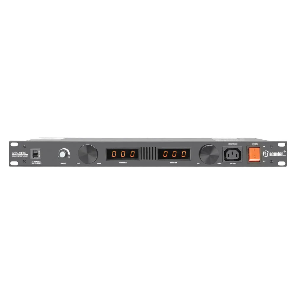 Adam Hall 19" Parts PCL 10 PRO - Power Conditioner mit Volt- und Amperemeter, Display und Rack-Beleuchtung