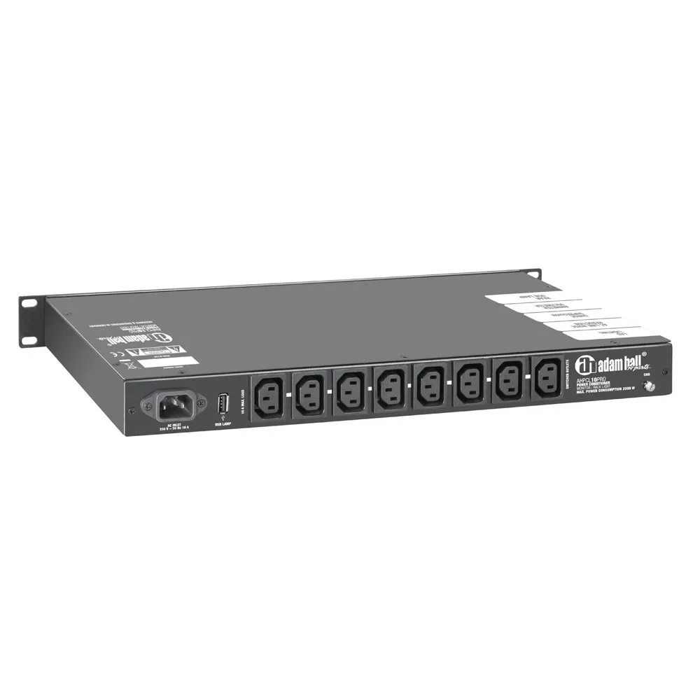 Adam Hall 19" Parts PCL 10 PRO - Power Conditioner mit Volt- und Amperemeter, Display und Rack-Beleuchtung