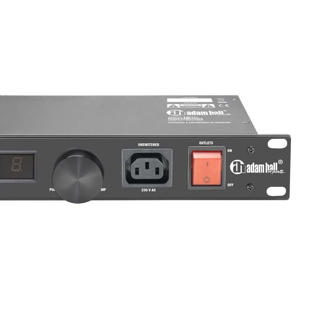 Adam Hall 19" Parts PCL 10 PRO - Power Conditioner mit Volt- und Amperemeter, Display und Rack-Beleuchtung