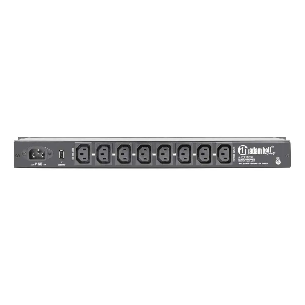 Adam Hall 19" Parts PCL 10 PRO - Power Conditioner mit Volt- und Amperemeter, Display und Rack-Beleuchtung