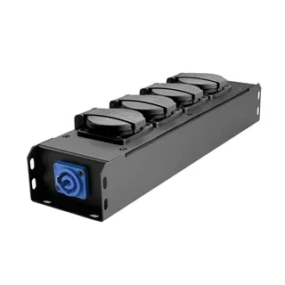 Adam Hall Cables PRO PORT 4 - Stromverteiler 4 x Schukobuchse IP54 | PowerIn BLU & PowerOut GREY