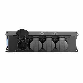 Adam Hall Cables PRO PORT 4 - Stromverteiler 4 x Schukobuchse IP54 | PowerIn BLU & PowerOut GREY