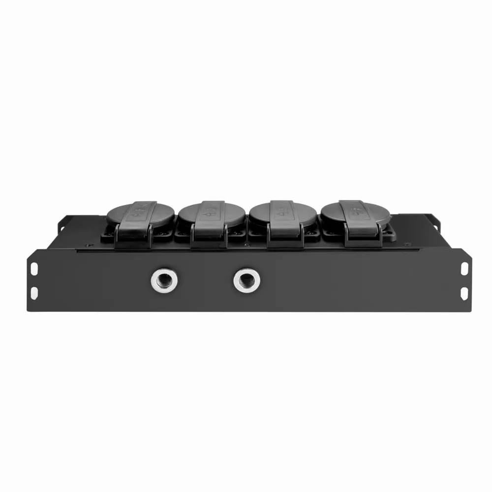 Adam Hall Cables PRO PORT 4 - Stromverteiler 4 x Schukobuchse IP54 | PowerIn BLU & PowerOut GREY