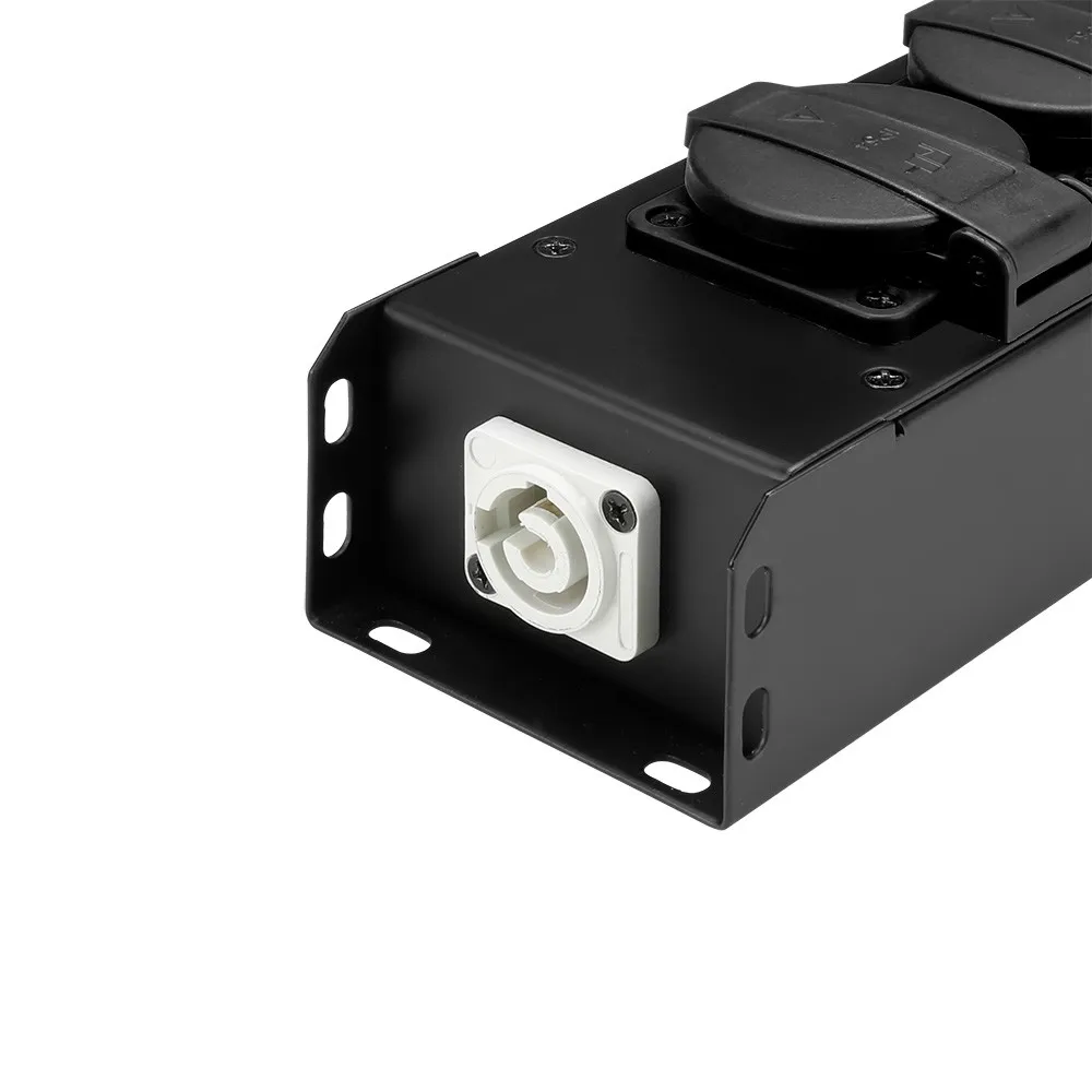 Adam Hall Cables PRO PORT 4 - Stromverteiler 4 x Schukobuchse IP54 | PowerIn BLU & PowerOut GREY