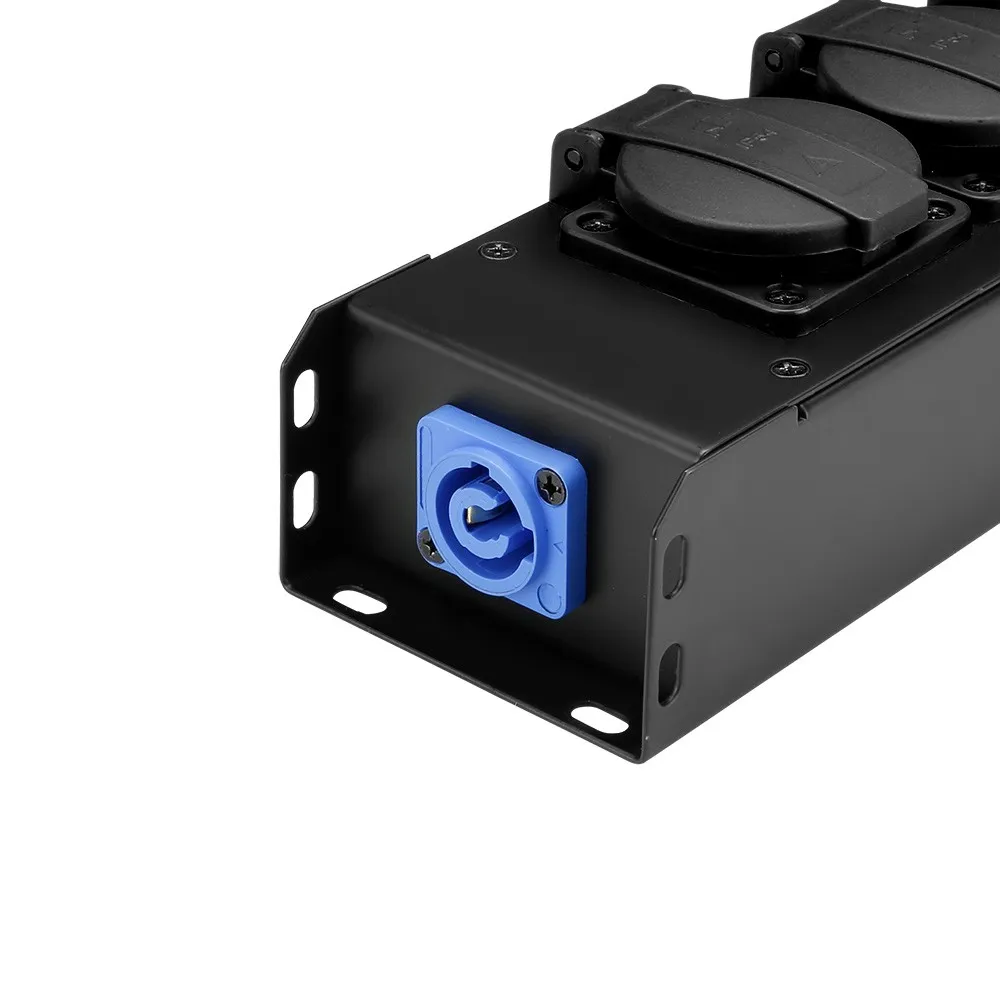 Adam Hall Cables PRO PORT 4 - Stromverteiler 4 x Schukobuchse IP54 | PowerIn BLU & PowerOut GREY