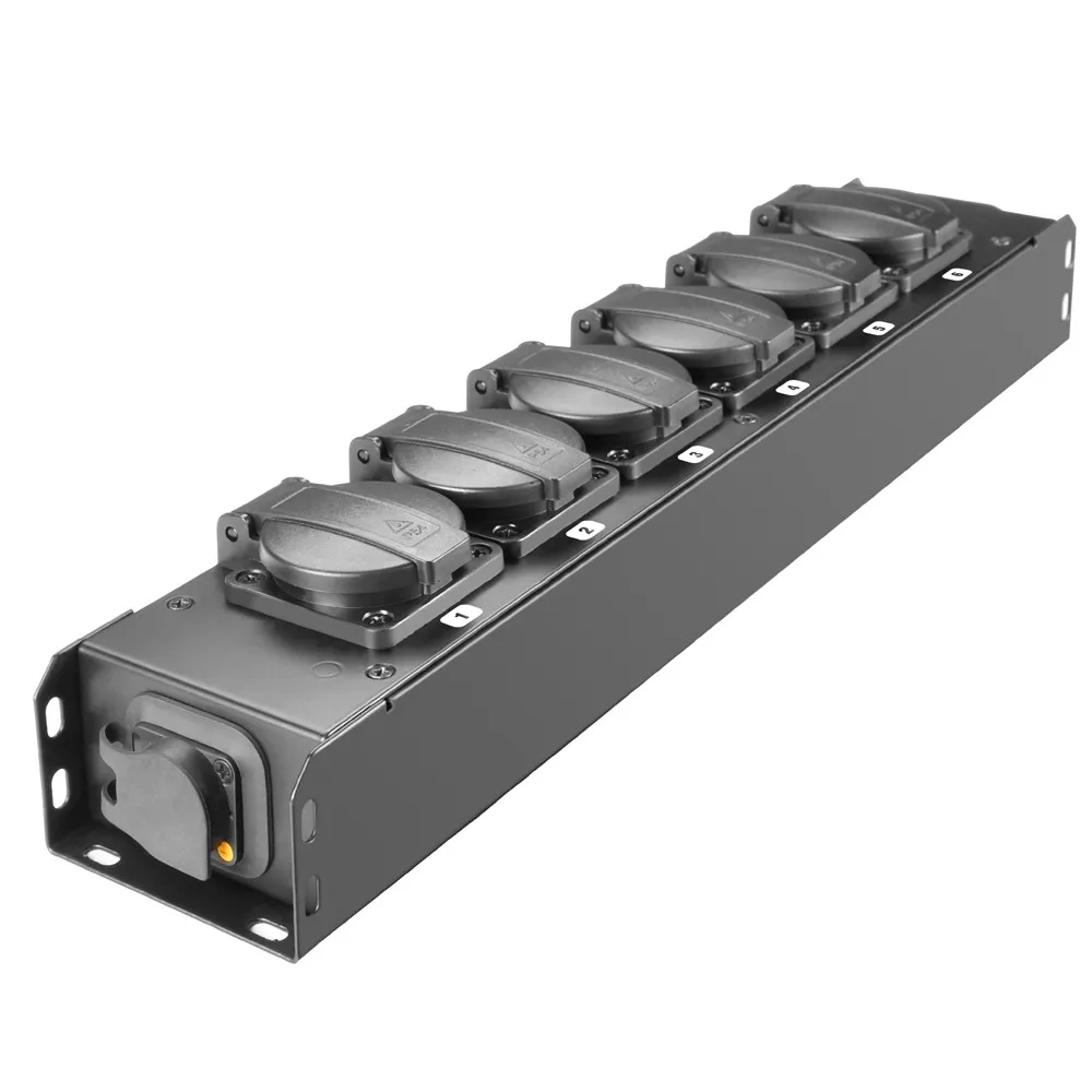 Adam Hall Cables PRO PORT 6 T - Stromverteiler 6 x Schukobuchsen IP54 | IP65 In & IP65 Out