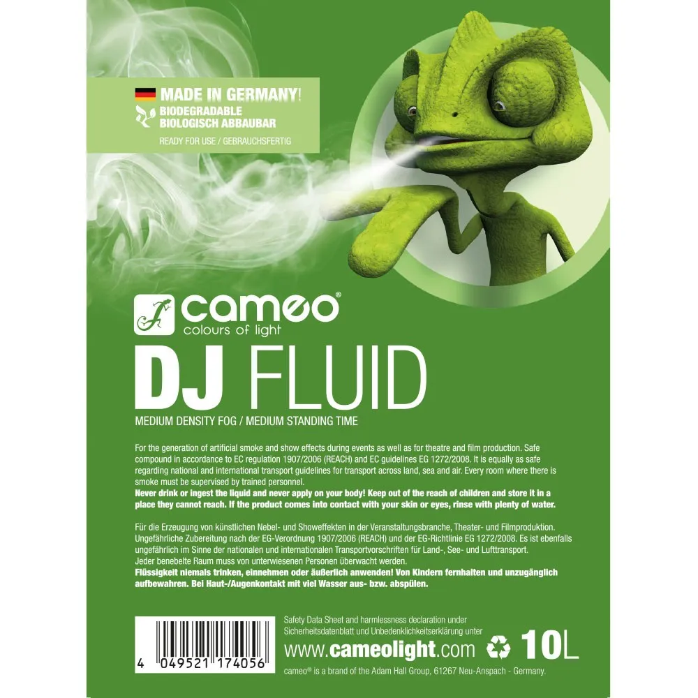 Cameo DJ FLUID 10 L - Nebelfluid mit mittlerer Dichte und mittlerer Standzeit 10 L