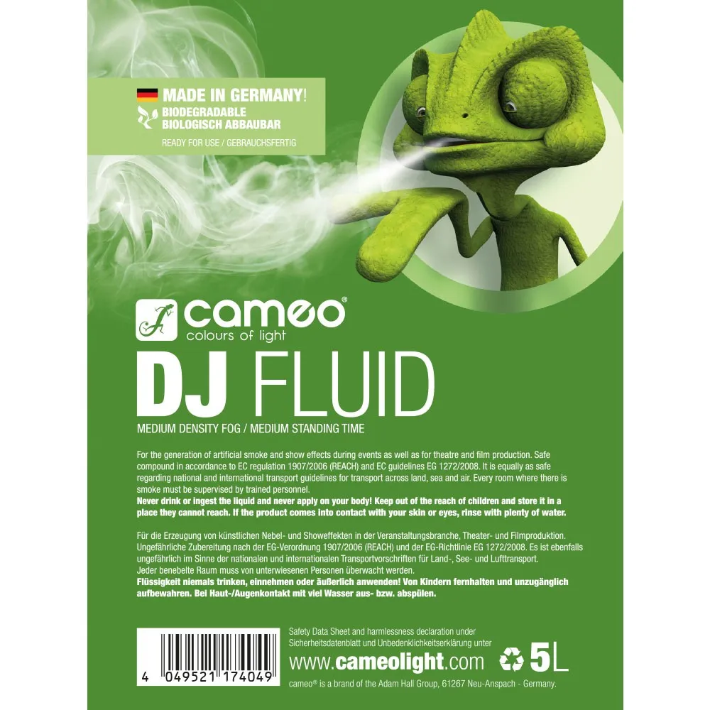 Cameo DJ FLUID 5 L - Nebelfluid mit mittlerer Dichte und mittlerer Standzeit 5 L