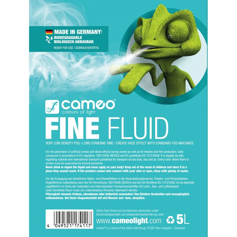 Cameo FINE FLUID 5 L - Haze-Effekt Nebelfluid mit sehr feiner Dichte und sehr langer Standzeit 5 L