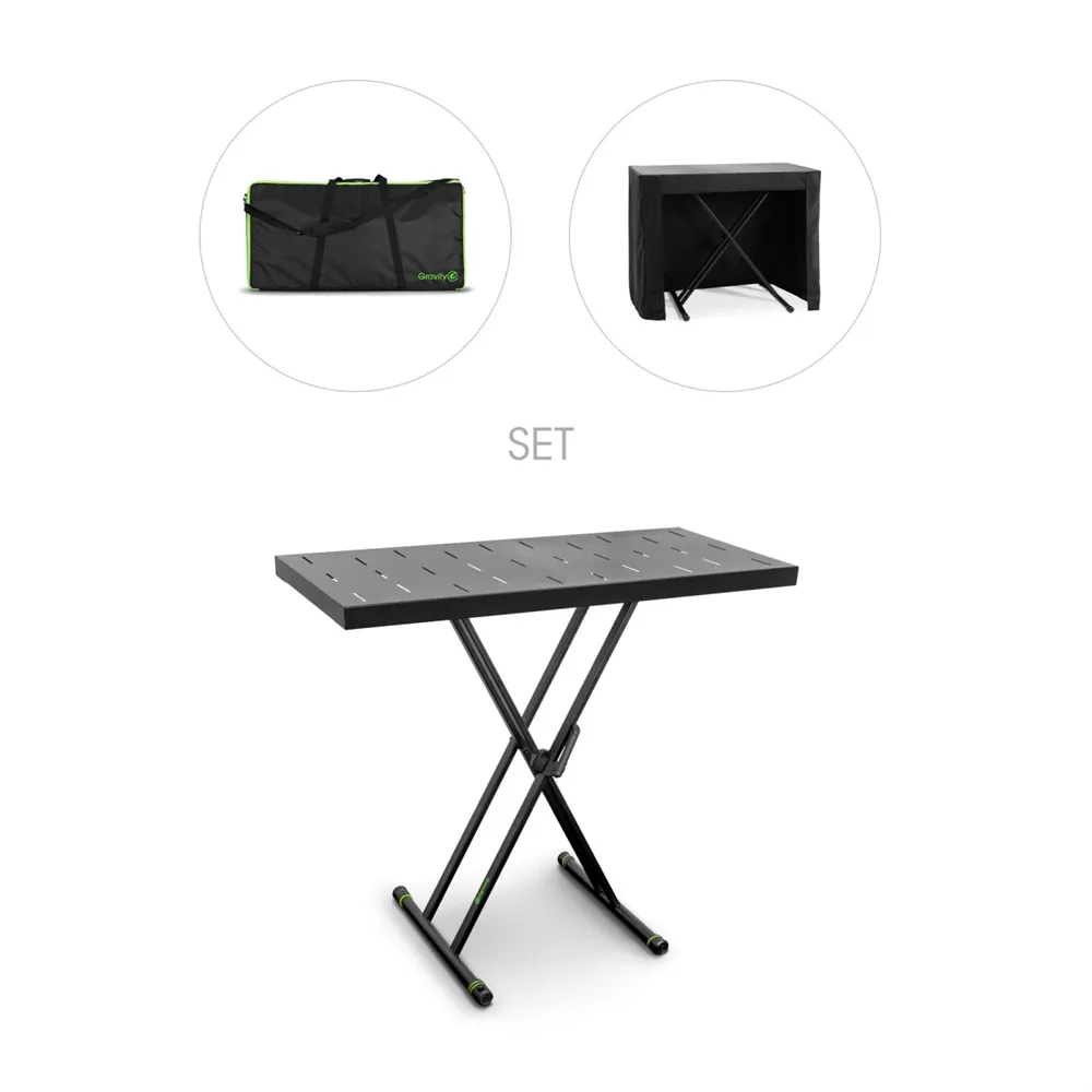Gravity KSX 2 RD SET 1 - Keyboardstativ X-Form doppelt und Auflagetisch Set 1