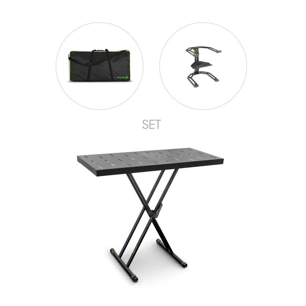 Gravity KSX 2 RD SET 2 - Keyboardstativ X-Form doppelt und Auflagetisch Set 2