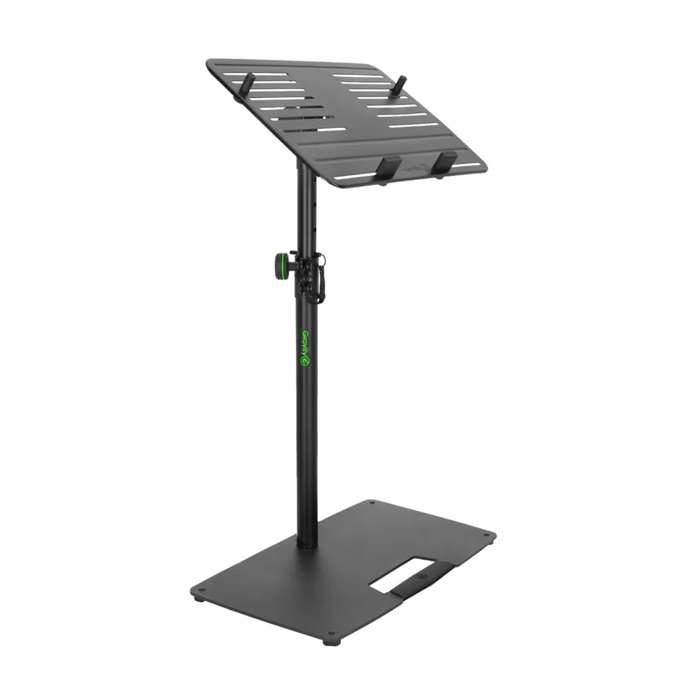 Gravity LTS T 02 B - Universal Laptop-Ständer mit verstellbaren Haltepins und Stahlfuß, Schwarz