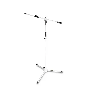 Gravity MS 4322 W - Mikrofonständer mit Dreibein-Klappfuß und 2-Punkt Ausziehgalgen, Weiß
