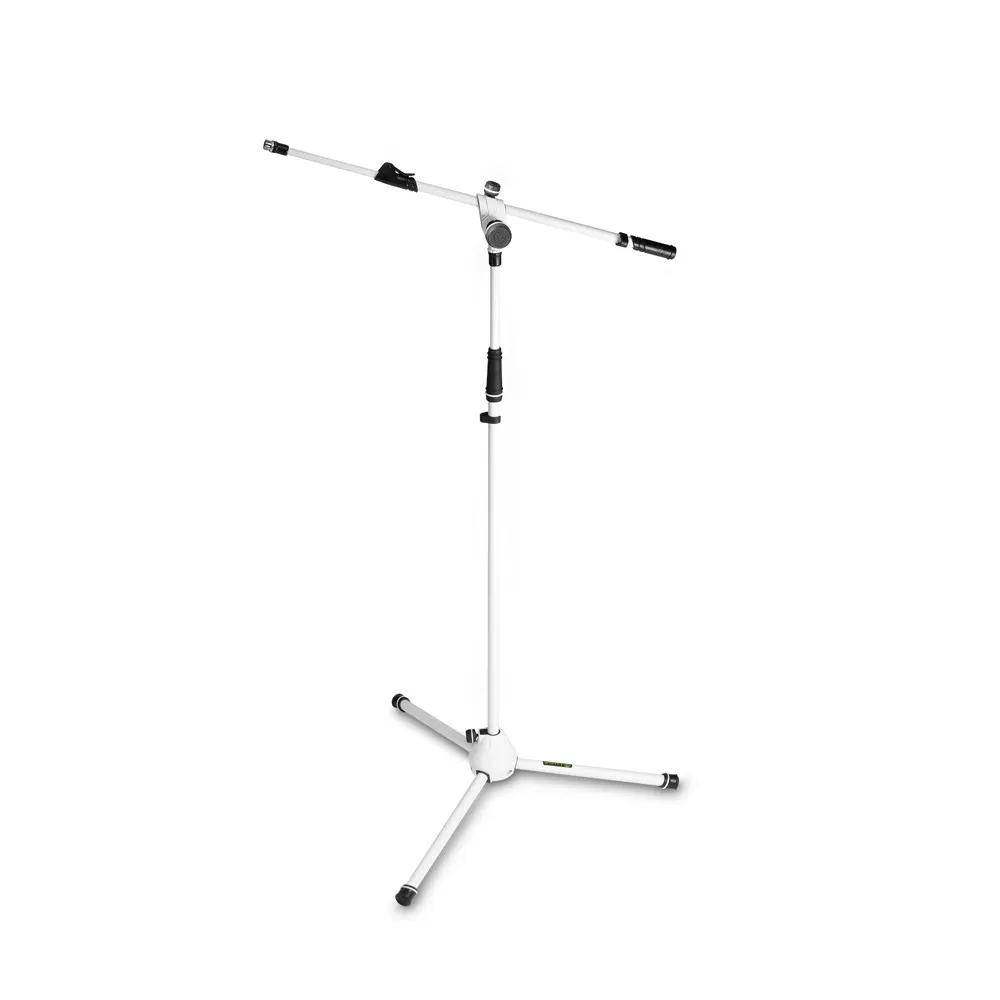 Gravity MS 4322 W - Mikrofonständer mit Dreibein-Klappfuß und 2-Punkt Ausziehgalgen, Weiß