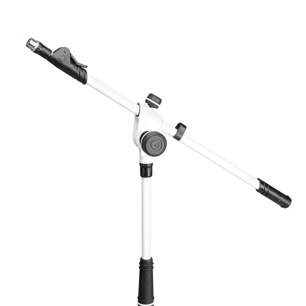 Gravity MS 4322 W - Mikrofonständer mit Dreibein-Klappfuß und 2-Punkt Ausziehgalgen, Weiß