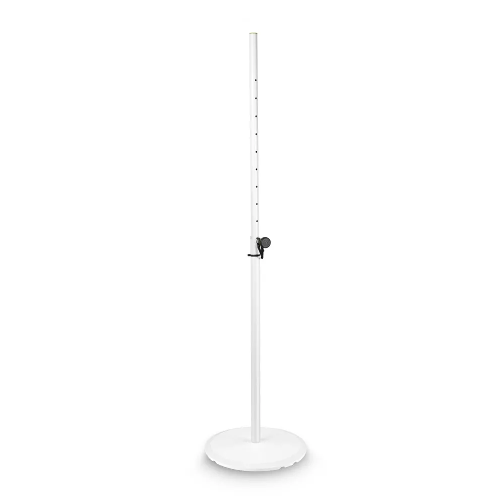 Gravity SSP WB SET 1 W - Lautsprecherstativ mit Tellerfuß und Gewichtsscheibe aus Eisenguss, Weiß
