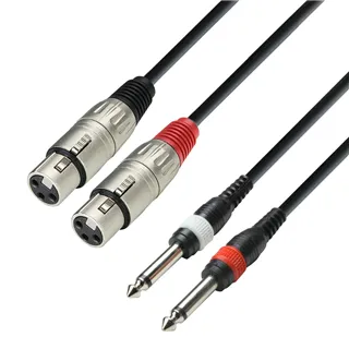 Adam Hall Cables 3 STAR TFP 0600 - Twin Kabel | Adam Hall® 2 XLR Female x 2 Klinke TS | 6 m