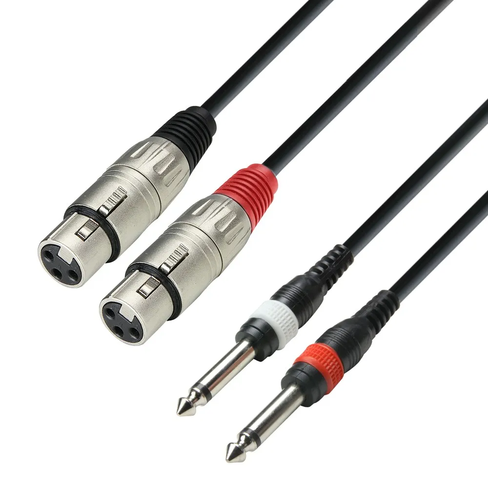 Adam Hall Cables 3 STAR TFP 0600 - Twin Kabel | Adam Hall® 2 XLR Female x 2 Klinke TS | 6 m