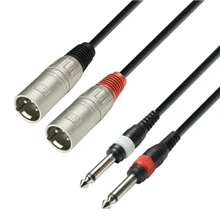 Adam Hall Cables 3 STAR TMP 0600 - Twin Kabel | Adam Hall® 2 XLR Male x 2 Klinke TS | 6 m