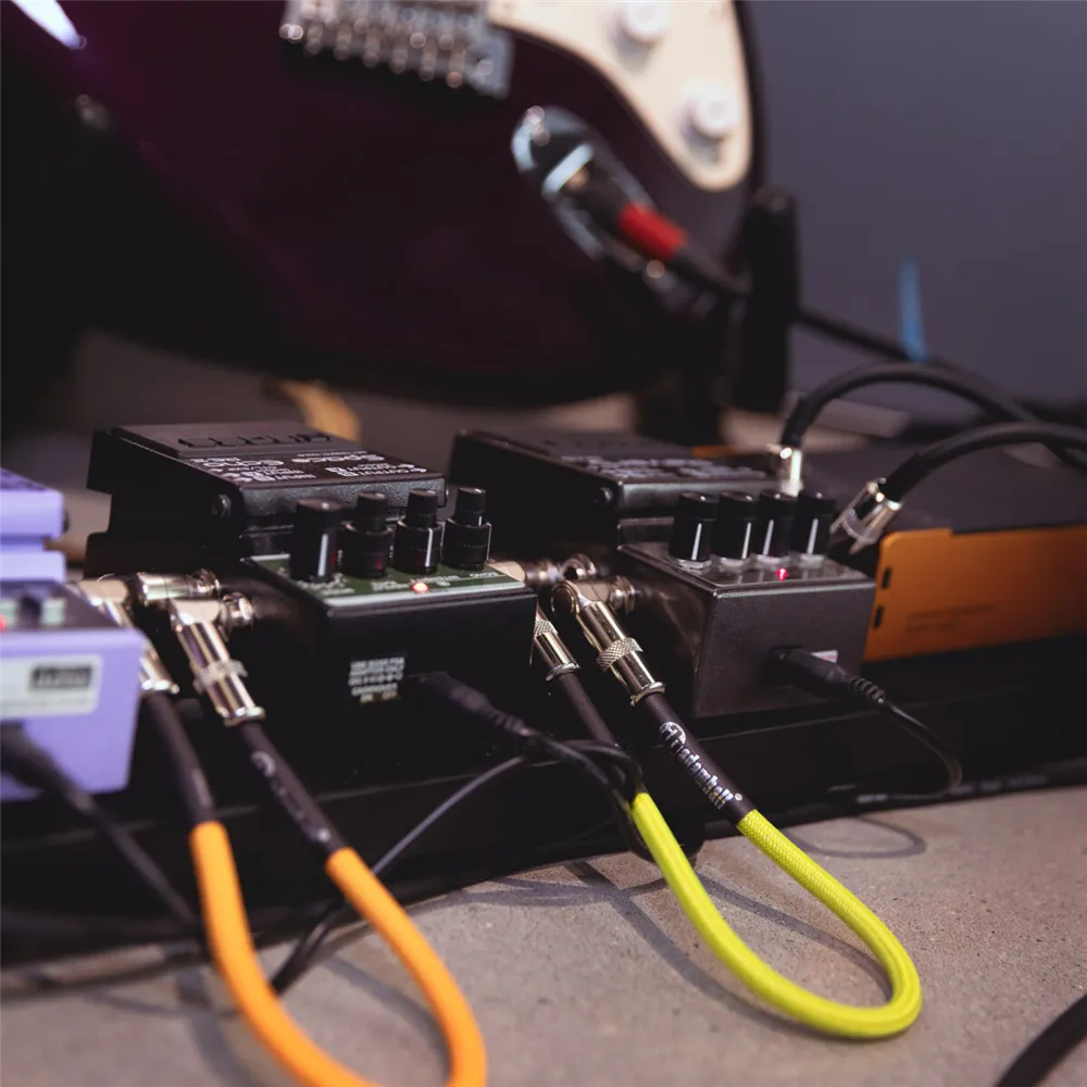 Adam Hall Cables 4 STAR IRR 0030 NEO SET - Pedalboard Patchkabel | 4er Set Adam Hall® Winkelklinke TS | 0,3 m