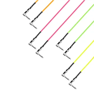 Adam Hall Cables 4 STAR IRR 0090 NEO SET - Pedalboard Patchkabel | 4er Set Adam Hall® Winkelklinke TS | 0,9 m